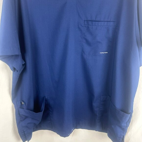 HH Works Healing Hands Scrub Shirt Men 2X Navy Blue Style 2331 Jake Short Sleeve - Picture 5 of 9